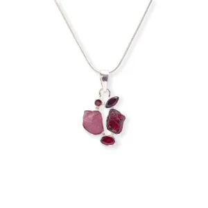 African Garnet and Brazilian Tourmaline Pendant - Vibrant Richness, Global Elegance