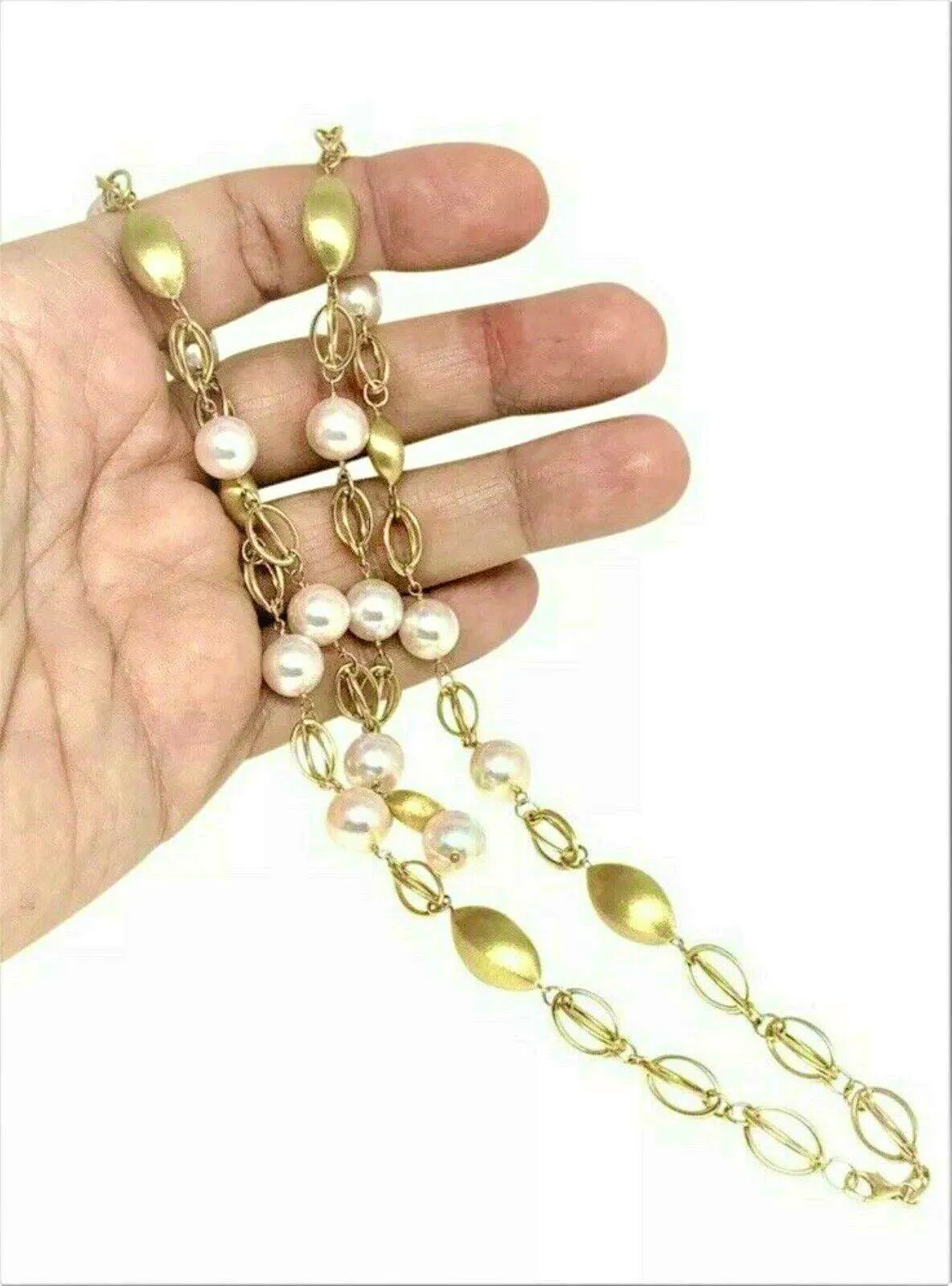 Akoya Pearl Necklace Earrings Set 9.8 mm 25.5" 14k Gold Certified $9,500 715357