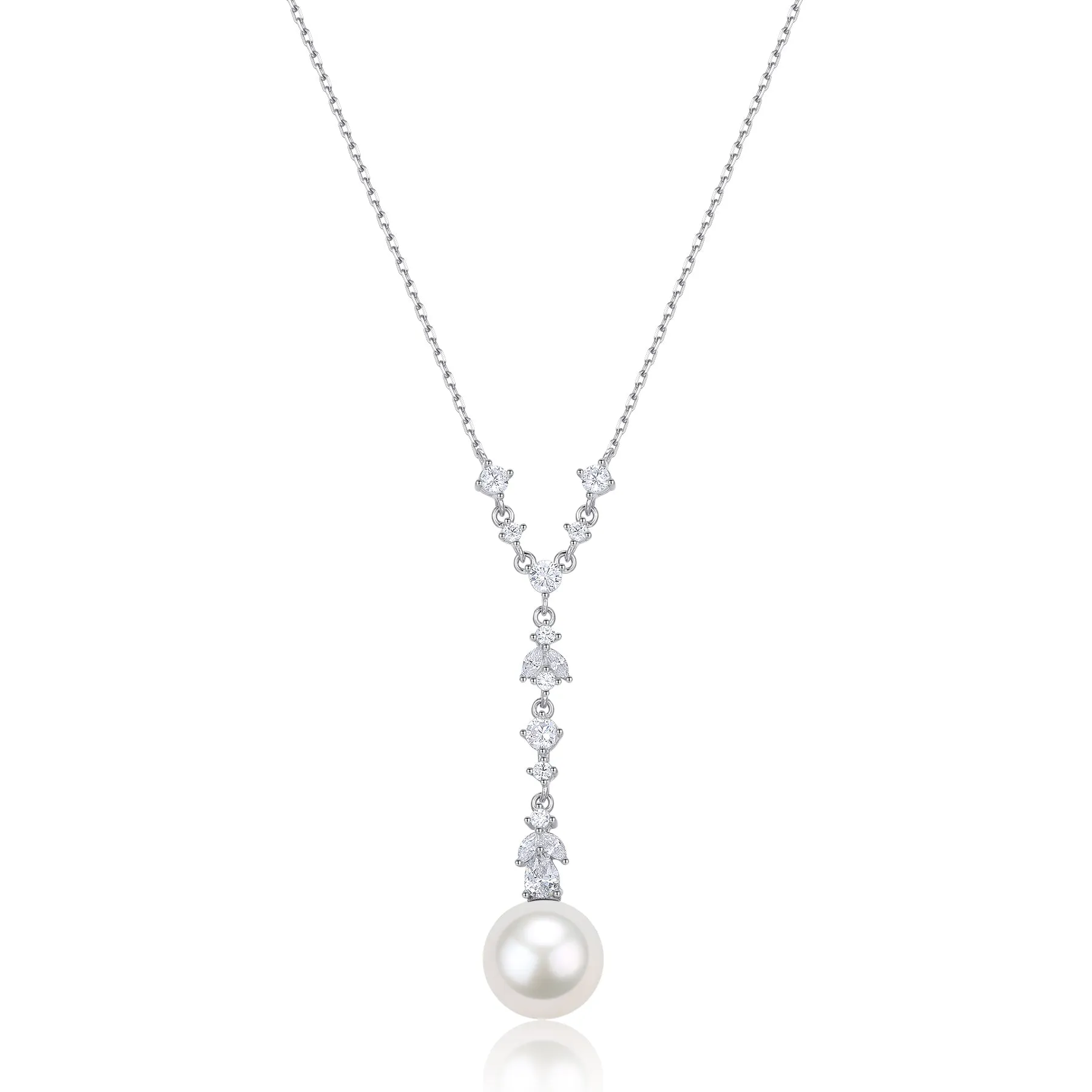 Akoya Pearl Zirconia Y-Shape Necklace