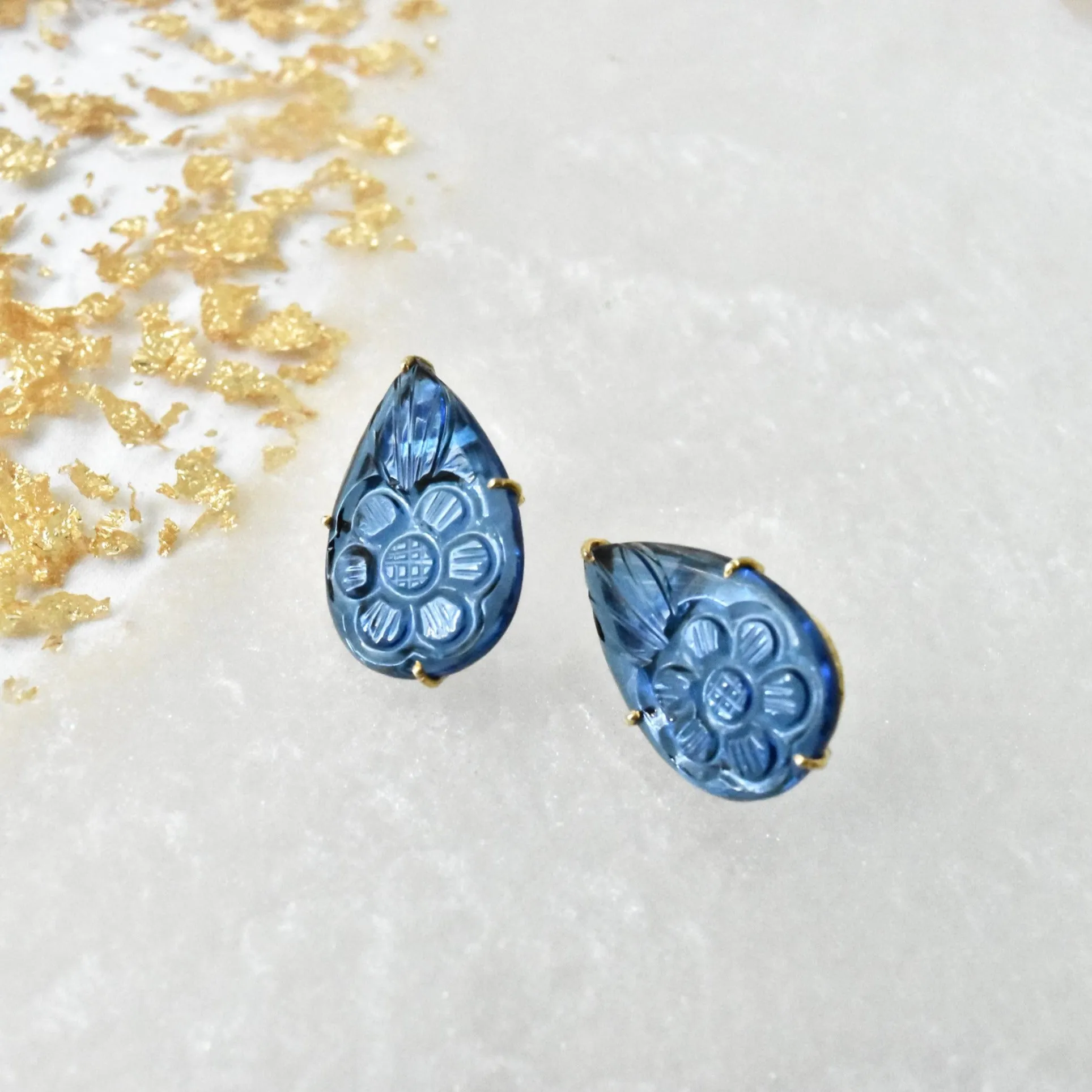 Amaal Handmade Carved Stone Earrings