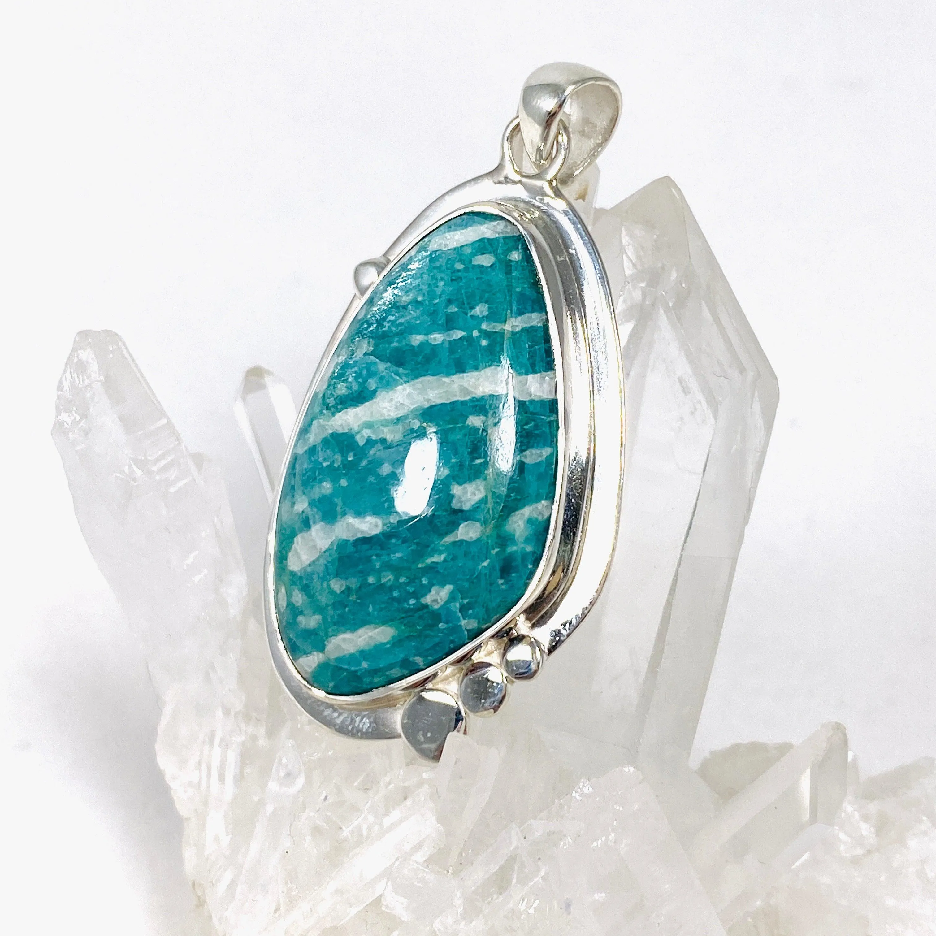 Amazonite freeform pendant with detailed setting KPGJ3756