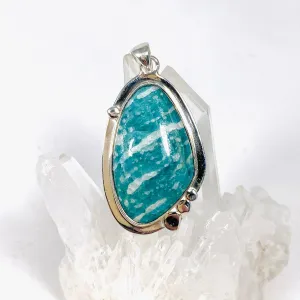 Amazonite freeform pendant with detailed setting KPGJ3756