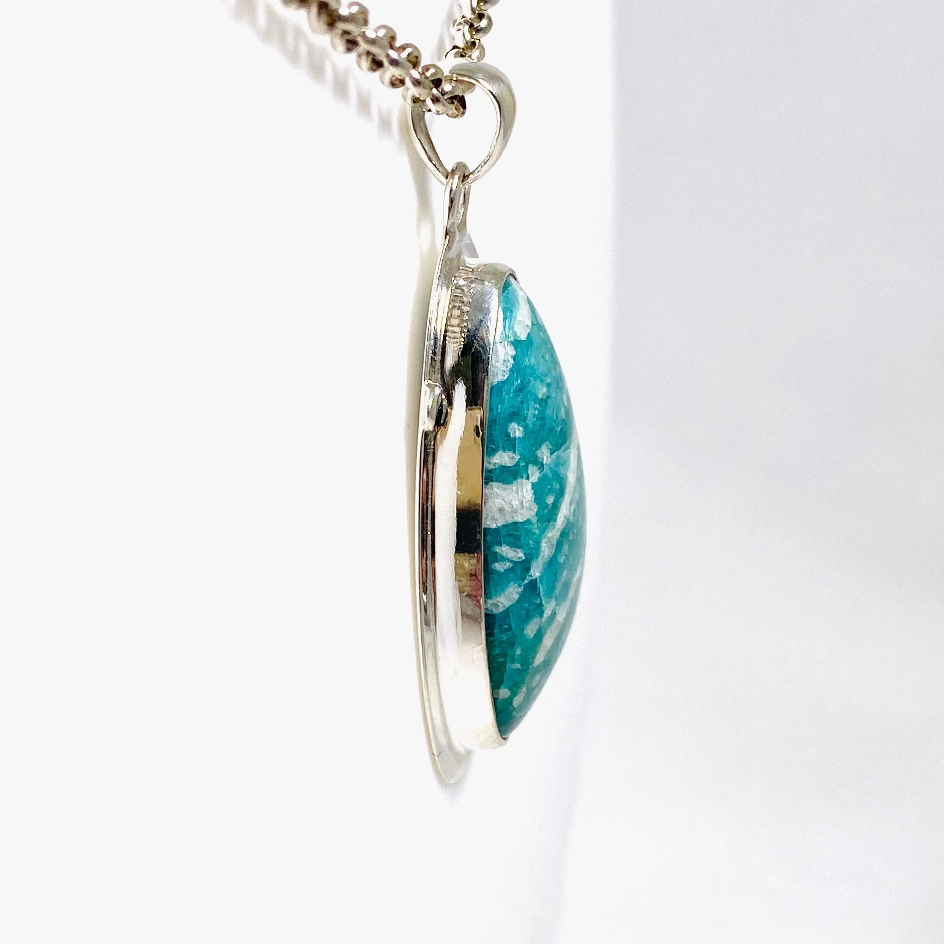 Amazonite freeform pendant with detailed setting KPGJ3756