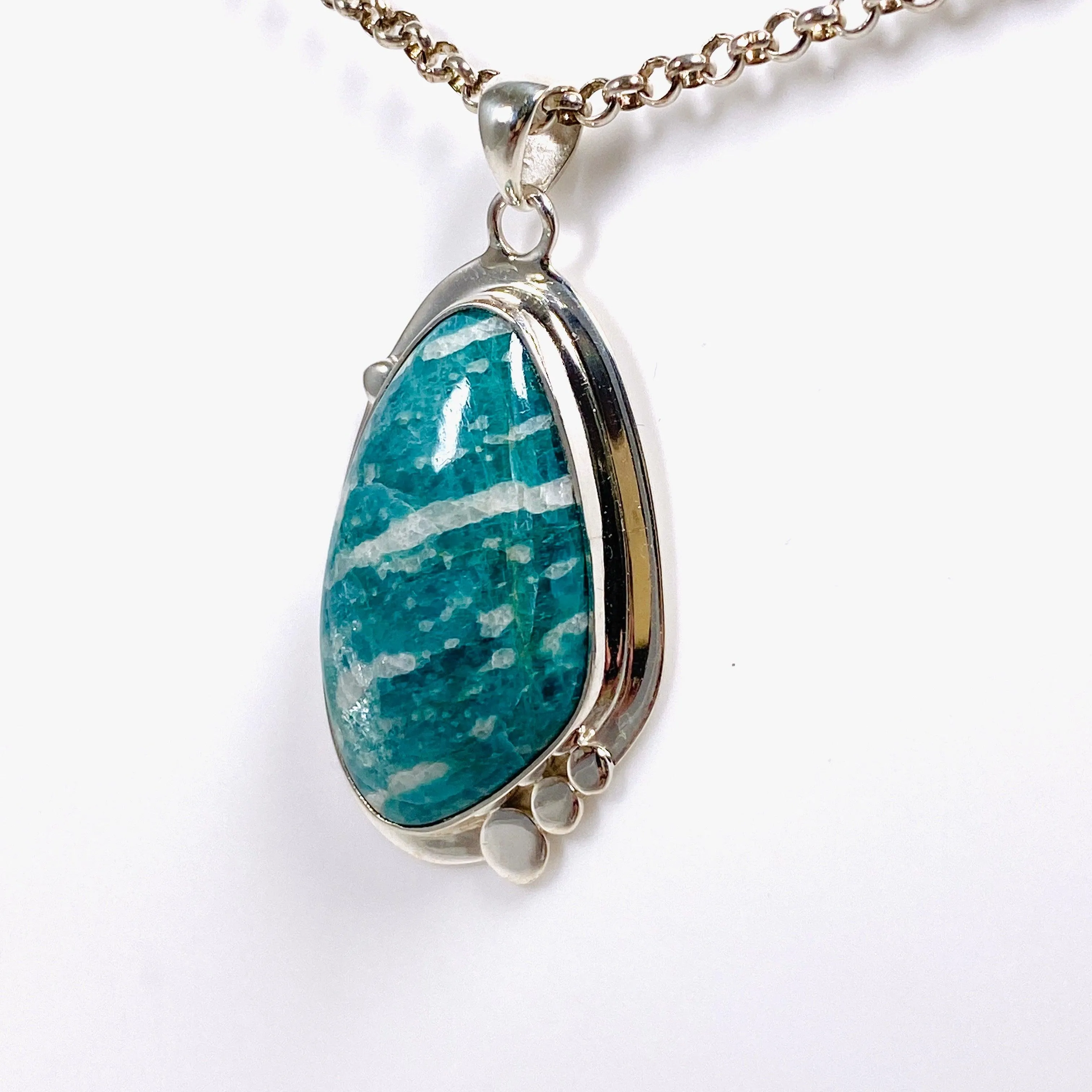 Amazonite freeform pendant with detailed setting KPGJ3756