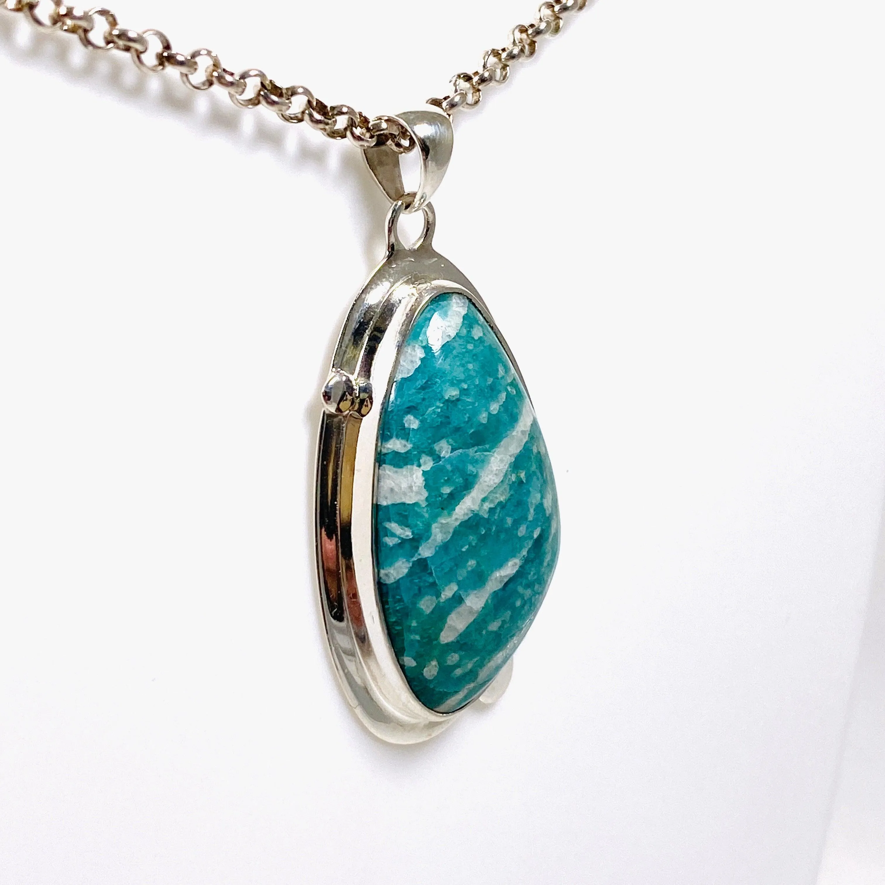 Amazonite freeform pendant with detailed setting KPGJ3756