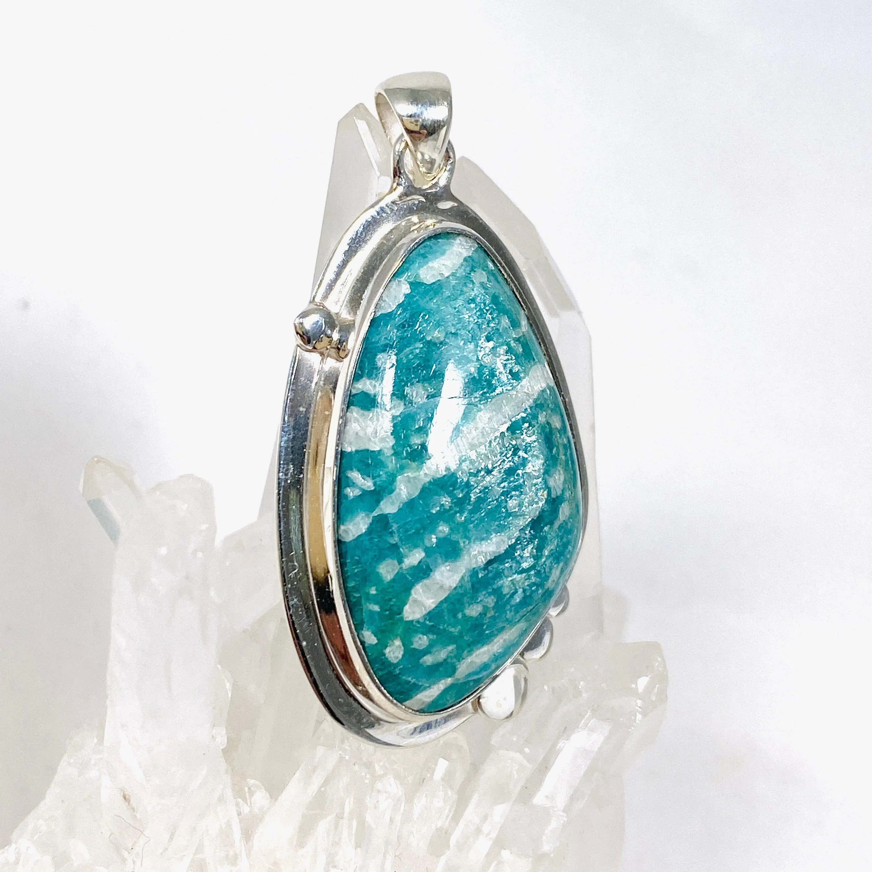 Amazonite freeform pendant with detailed setting KPGJ3756