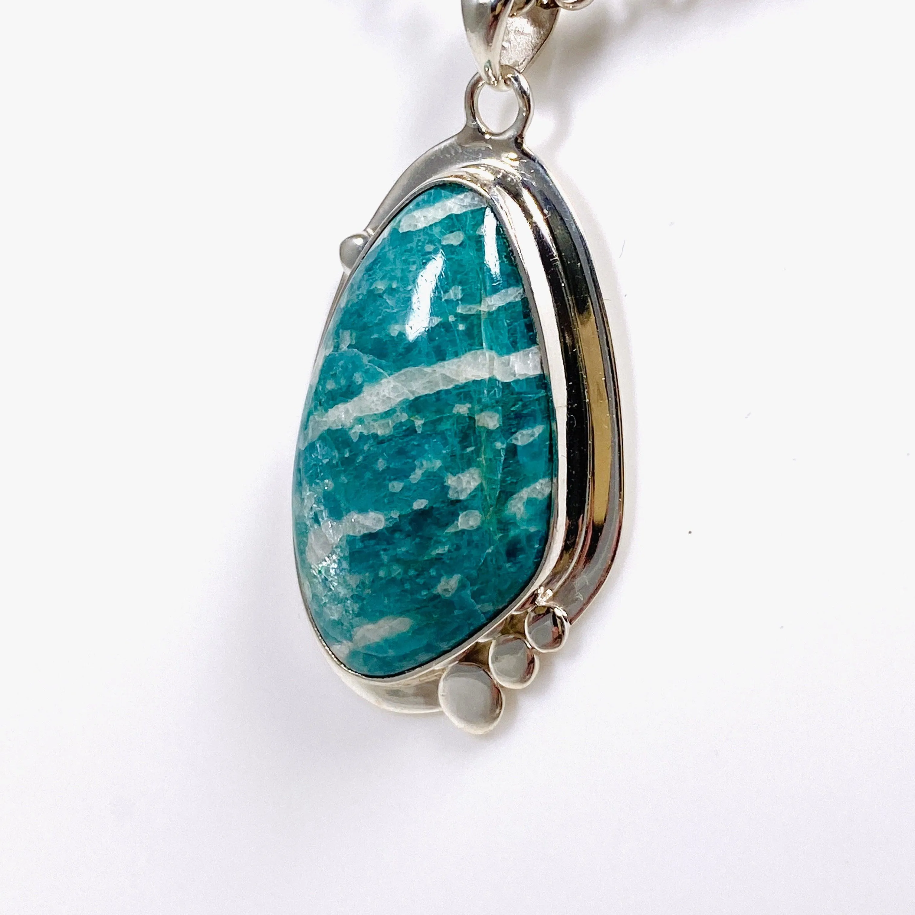 Amazonite freeform pendant with detailed setting KPGJ3756