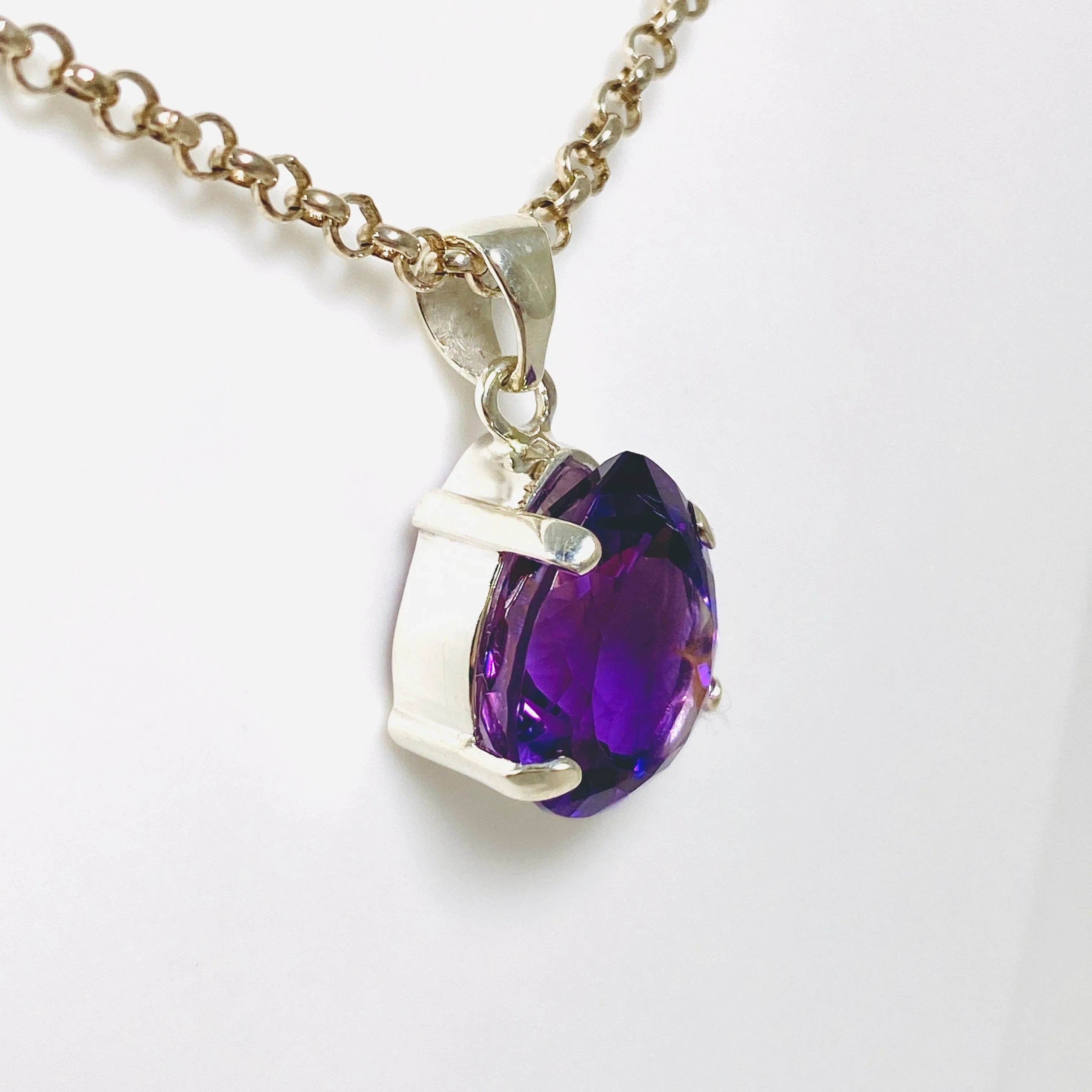 Amethyst faceted teardrop pendant KPGJ3928