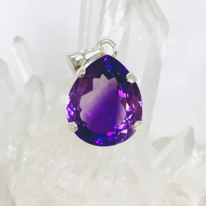 Amethyst faceted teardrop pendant KPGJ3928