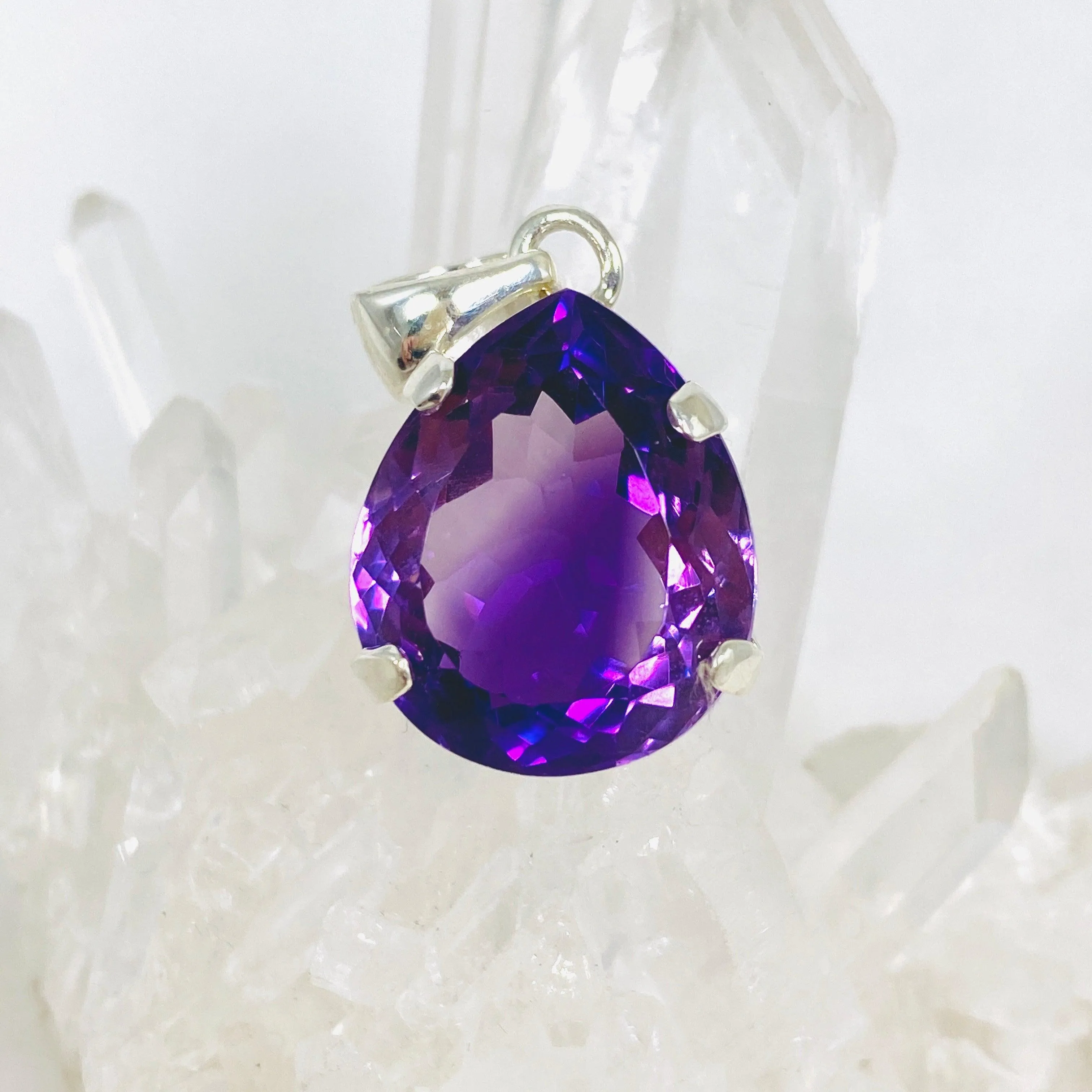Amethyst faceted teardrop pendant KPGJ3928