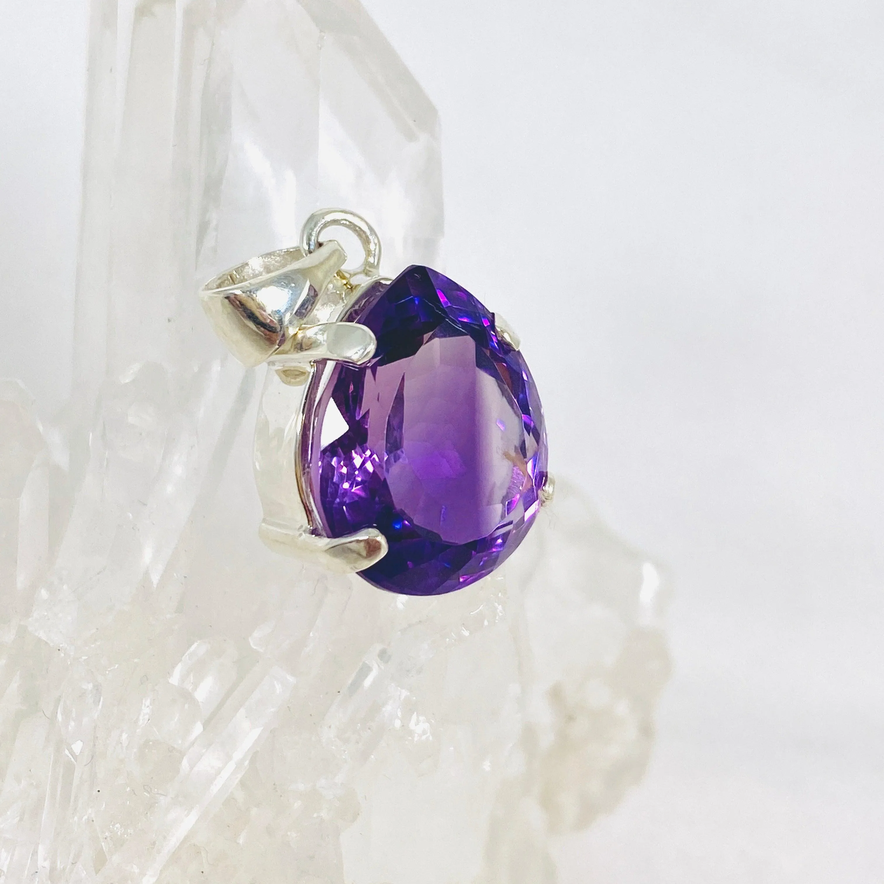 Amethyst faceted teardrop pendant KPGJ3928