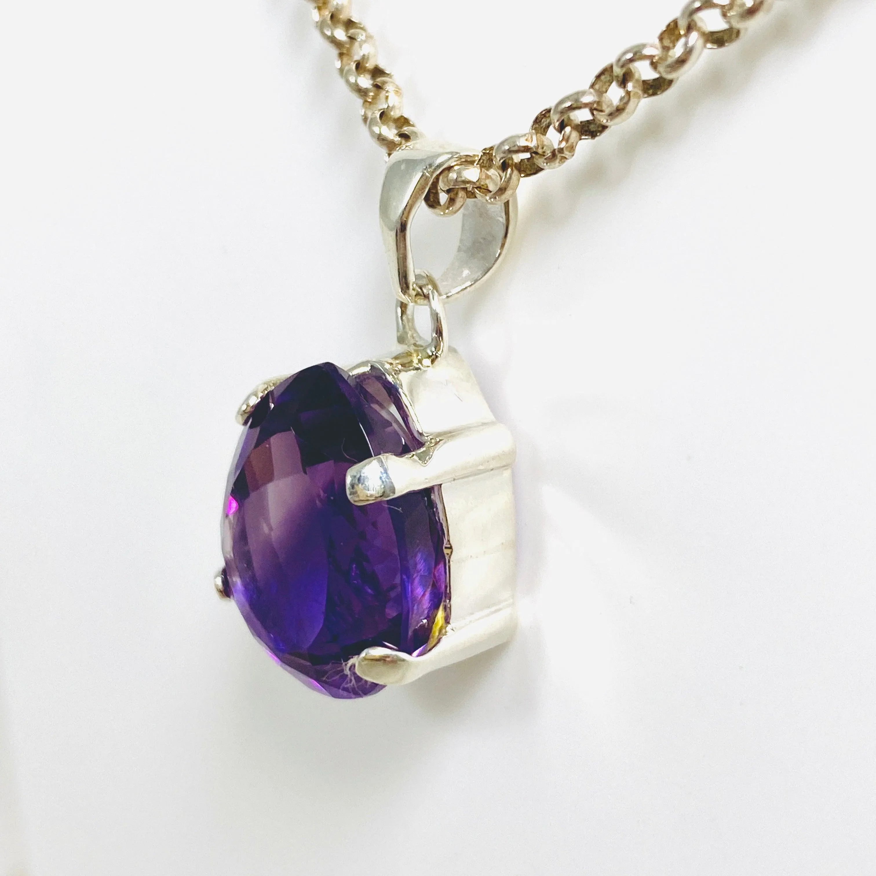 Amethyst faceted teardrop pendant KPGJ3928