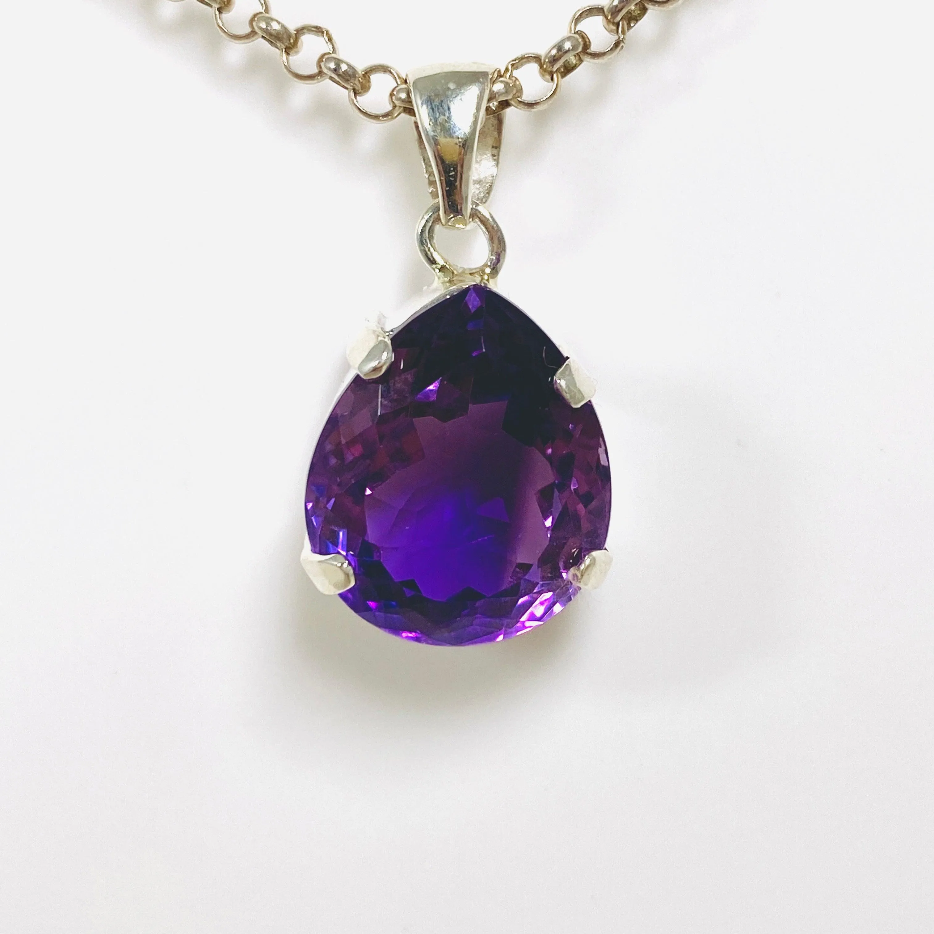 Amethyst faceted teardrop pendant KPGJ3928