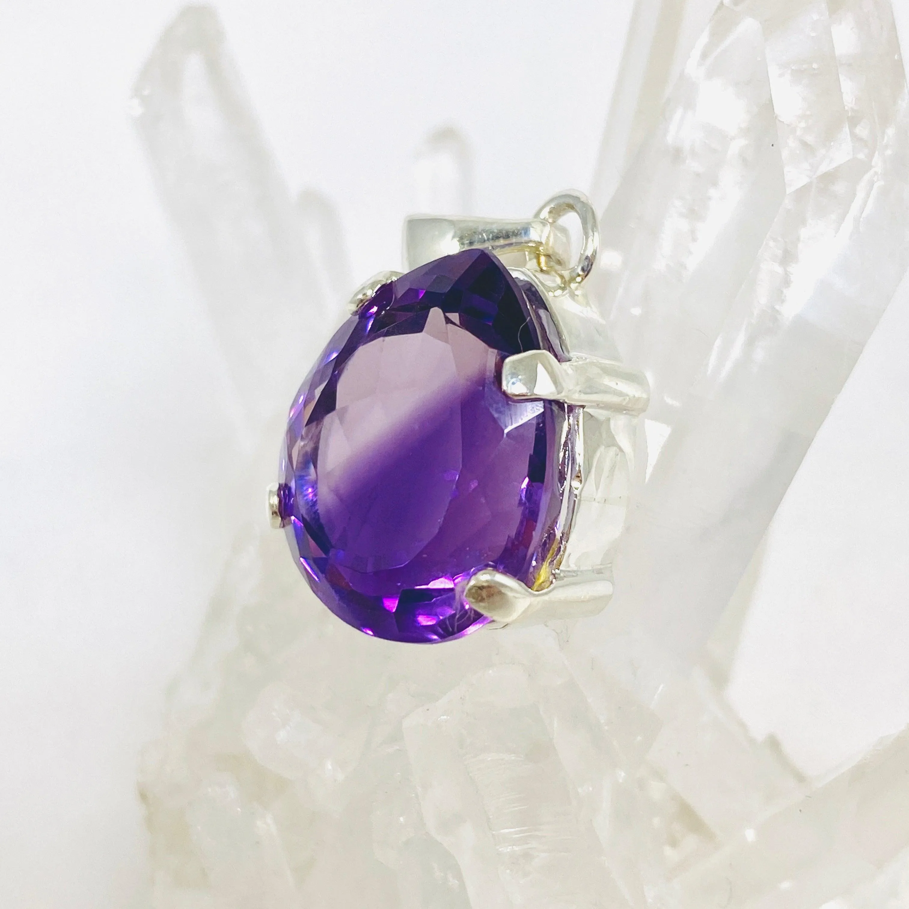 Amethyst faceted teardrop pendant KPGJ3928