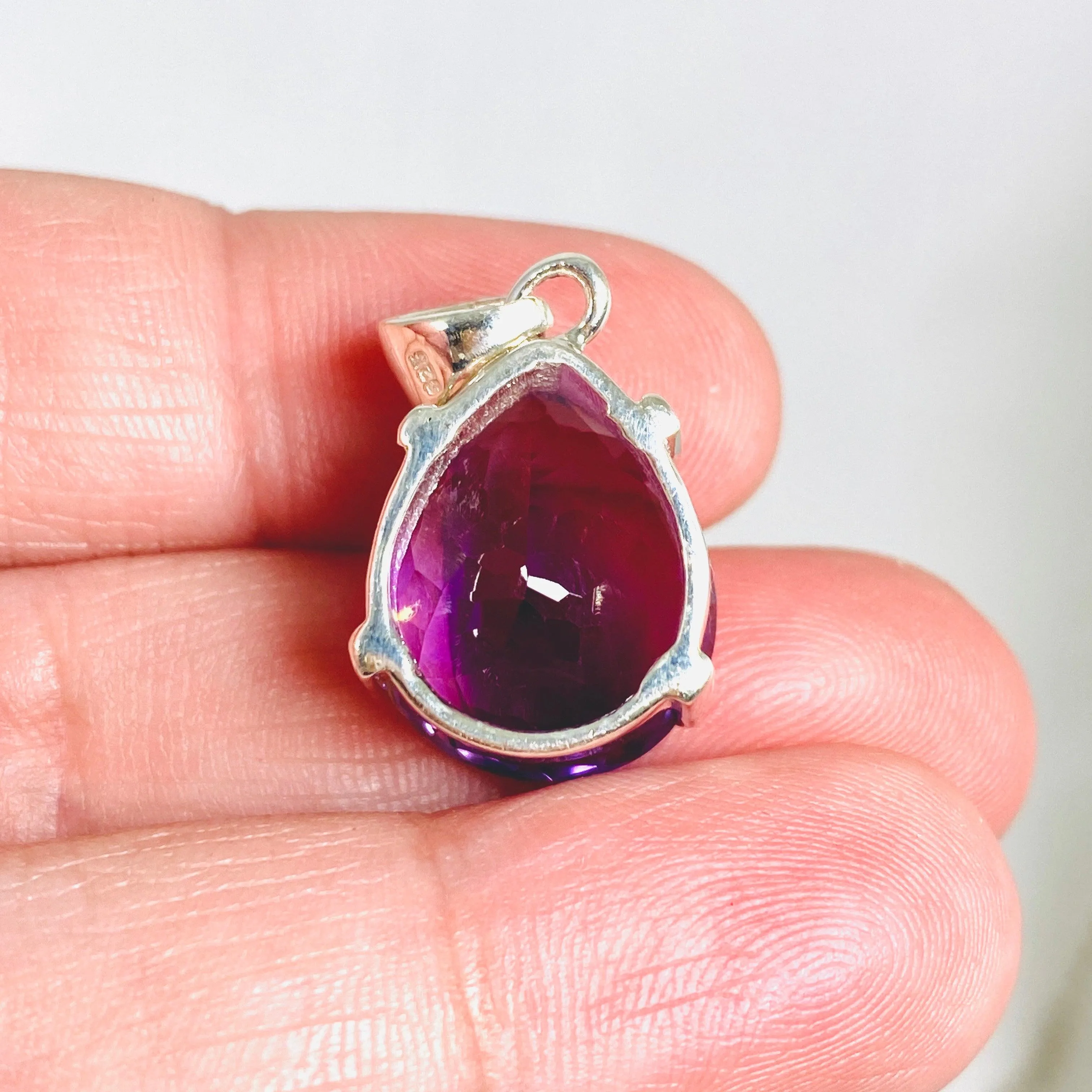 Amethyst faceted teardrop pendant KPGJ3928