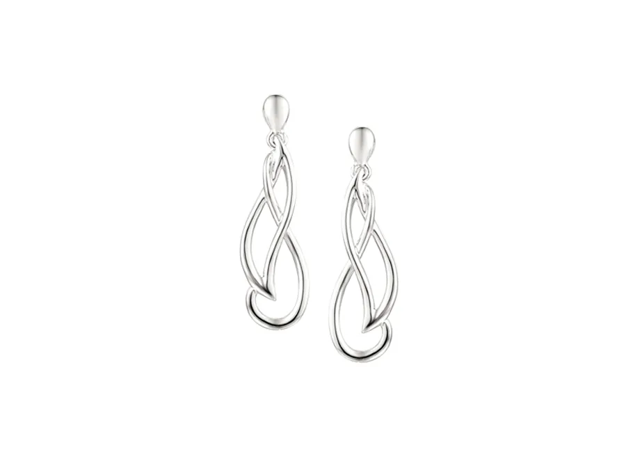 Amore Argento Sterling Silver Modern Twist Drop Earrings
