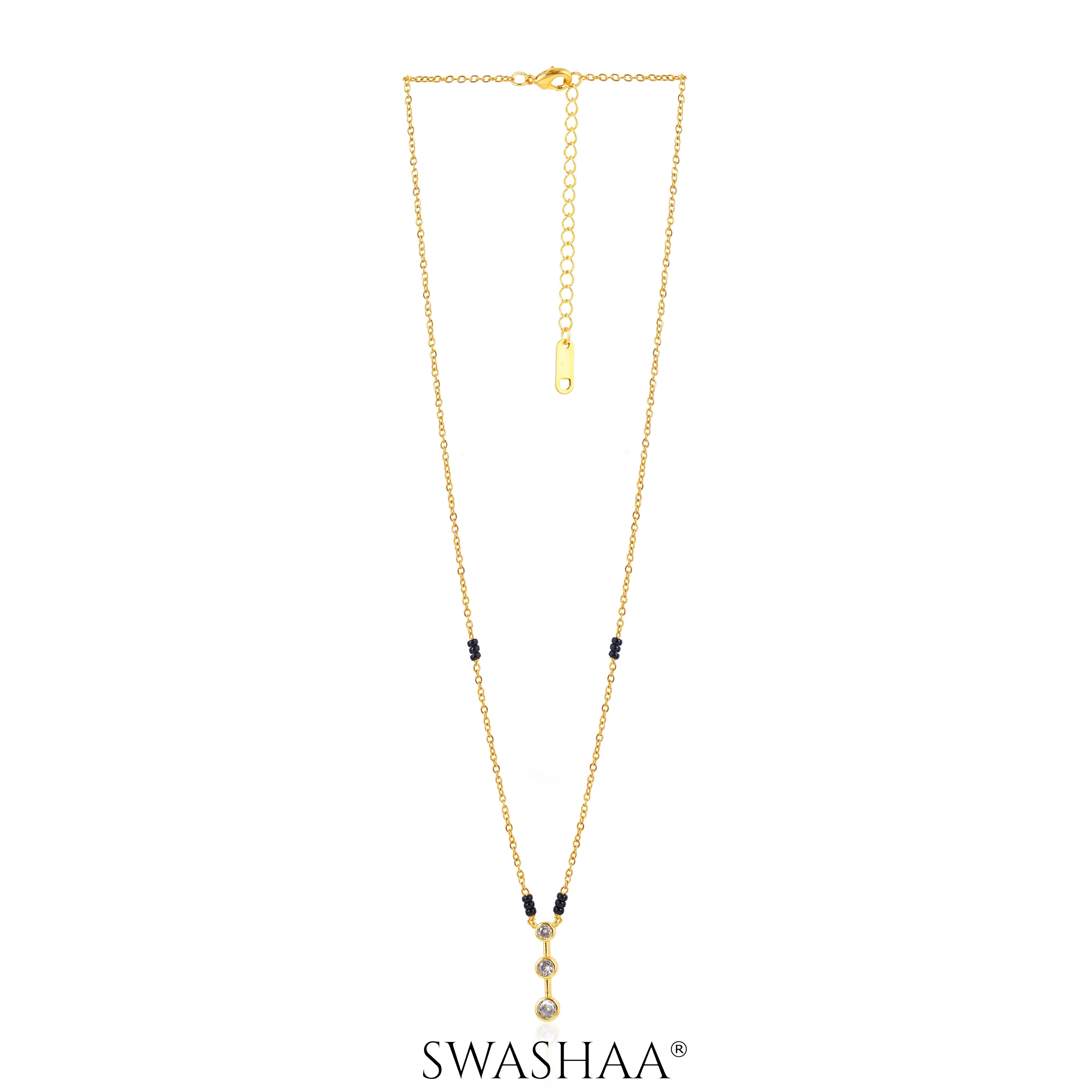 Anvitha Trinity Diamond 18K Gold Plated Mangalsutra
