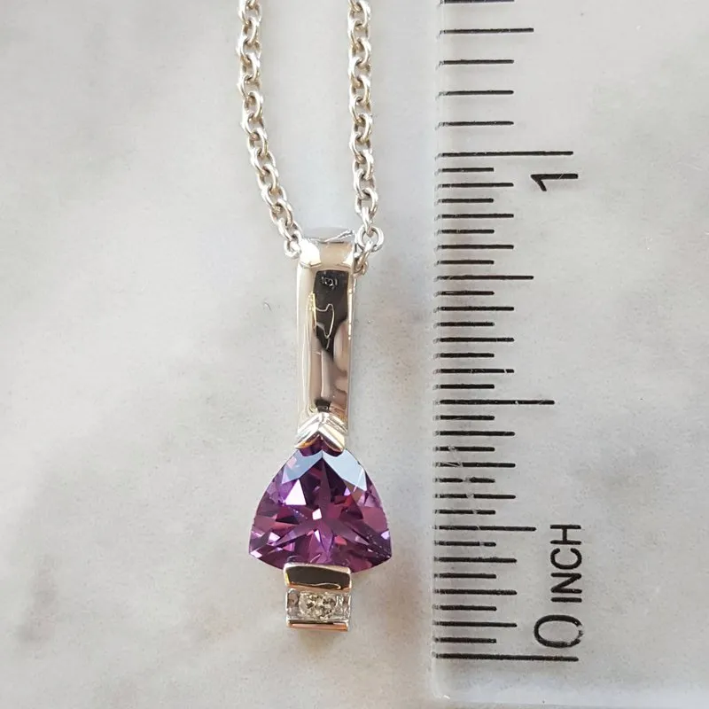Arizona Amethyst Silver Jewelry Trillion Bar Pendant
