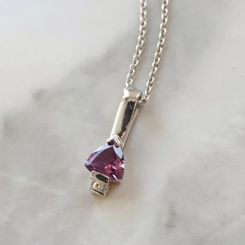 Arizona Amethyst Silver Jewelry Trillion Bar Pendant