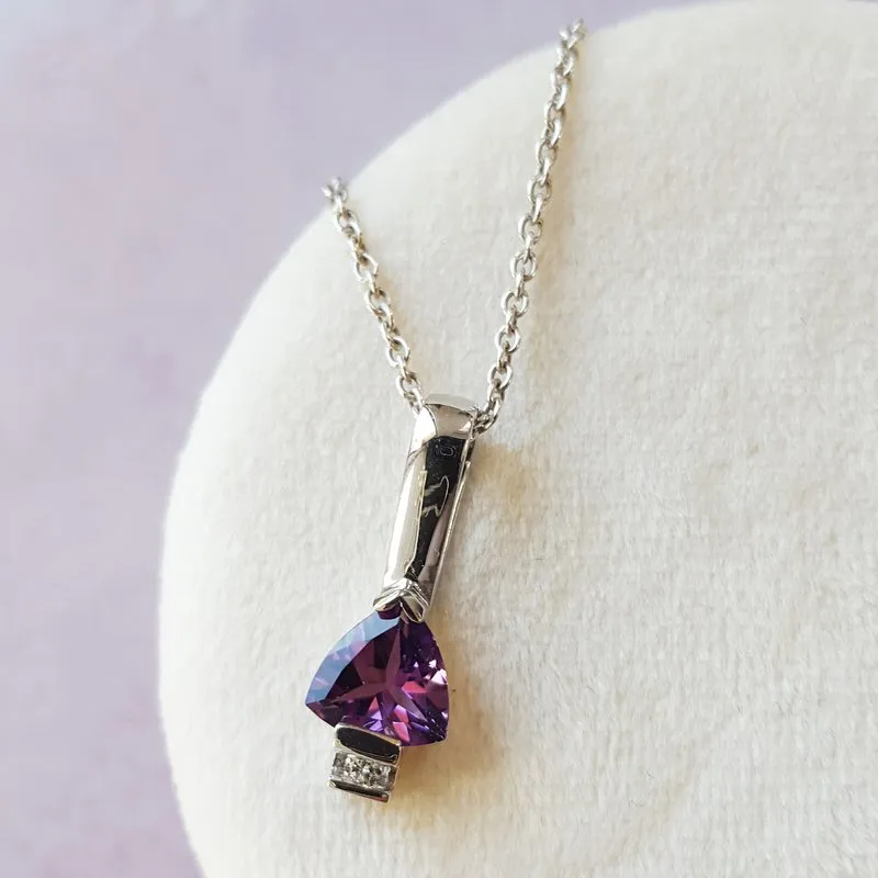 Arizona Amethyst Silver Jewelry Trillion Bar Pendant