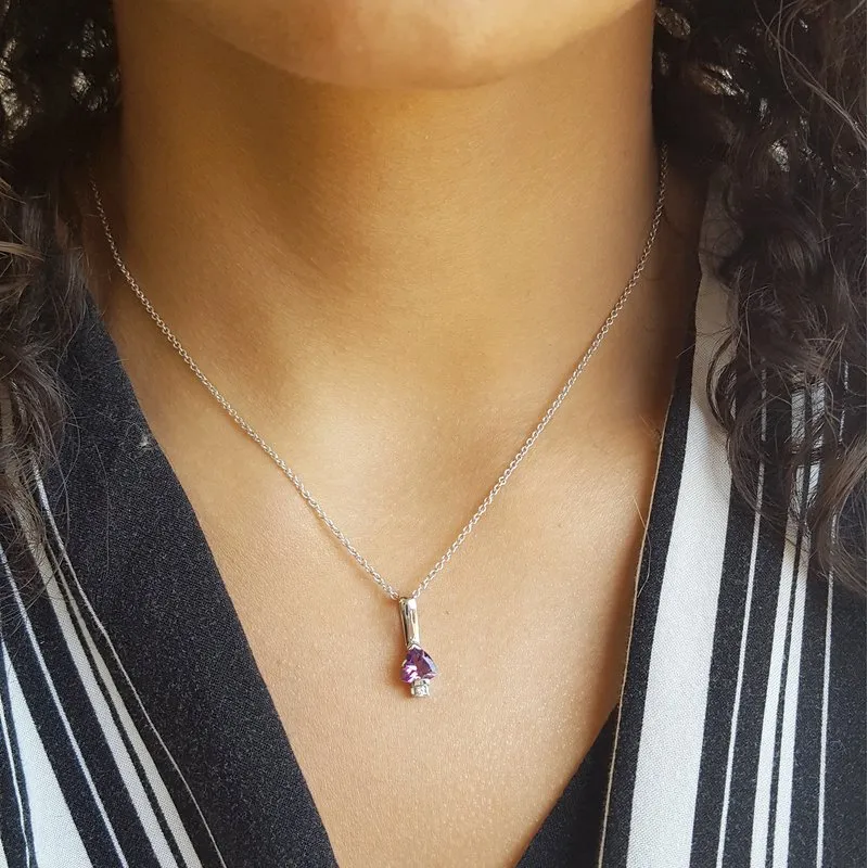 Arizona Amethyst Silver Jewelry Trillion Bar Pendant