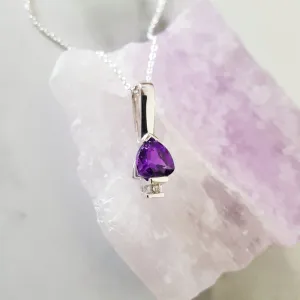 Arizona Amethyst Silver Jewelry Trillion Bar Pendant
