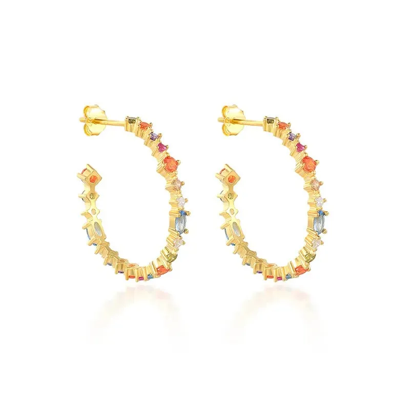 Armandine Sterling Silver Hoop Earrings plated in 18K Gold