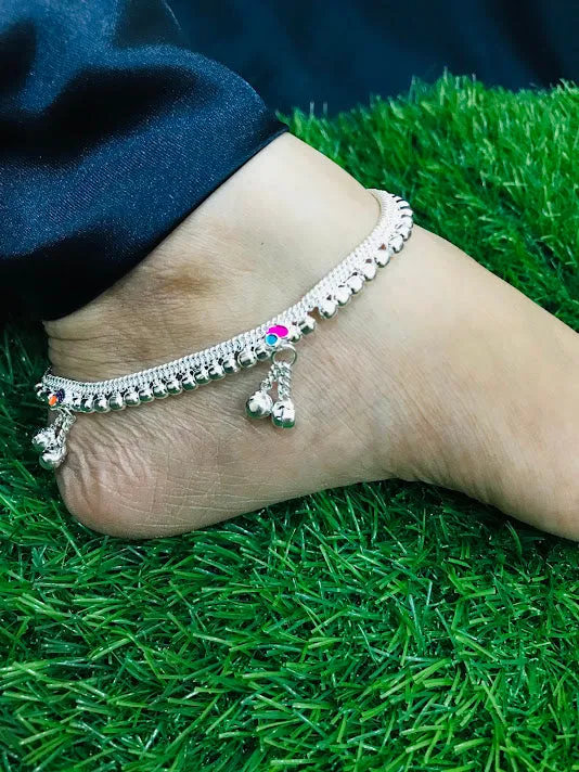 Attractive Alloy Silver Color Anklets With Beads For Women