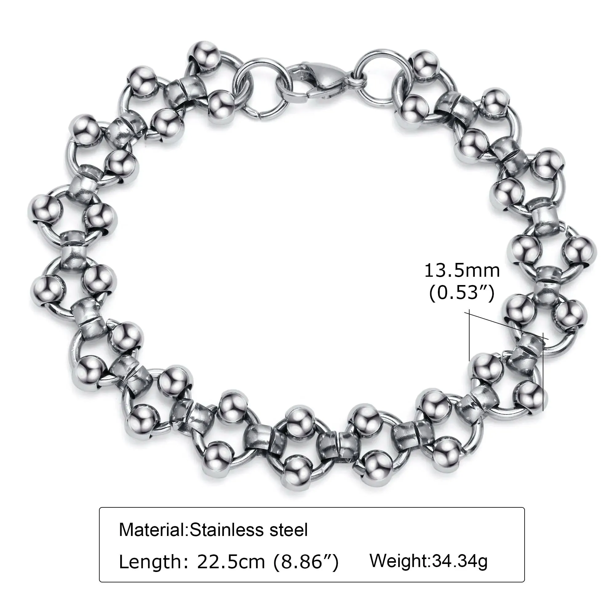 Ball Bead Link Chain Bracelet for Men