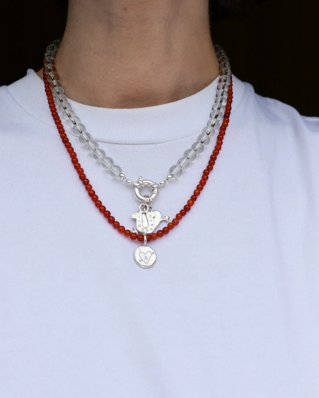 Beaded Necklace - Clear Glass Stacker