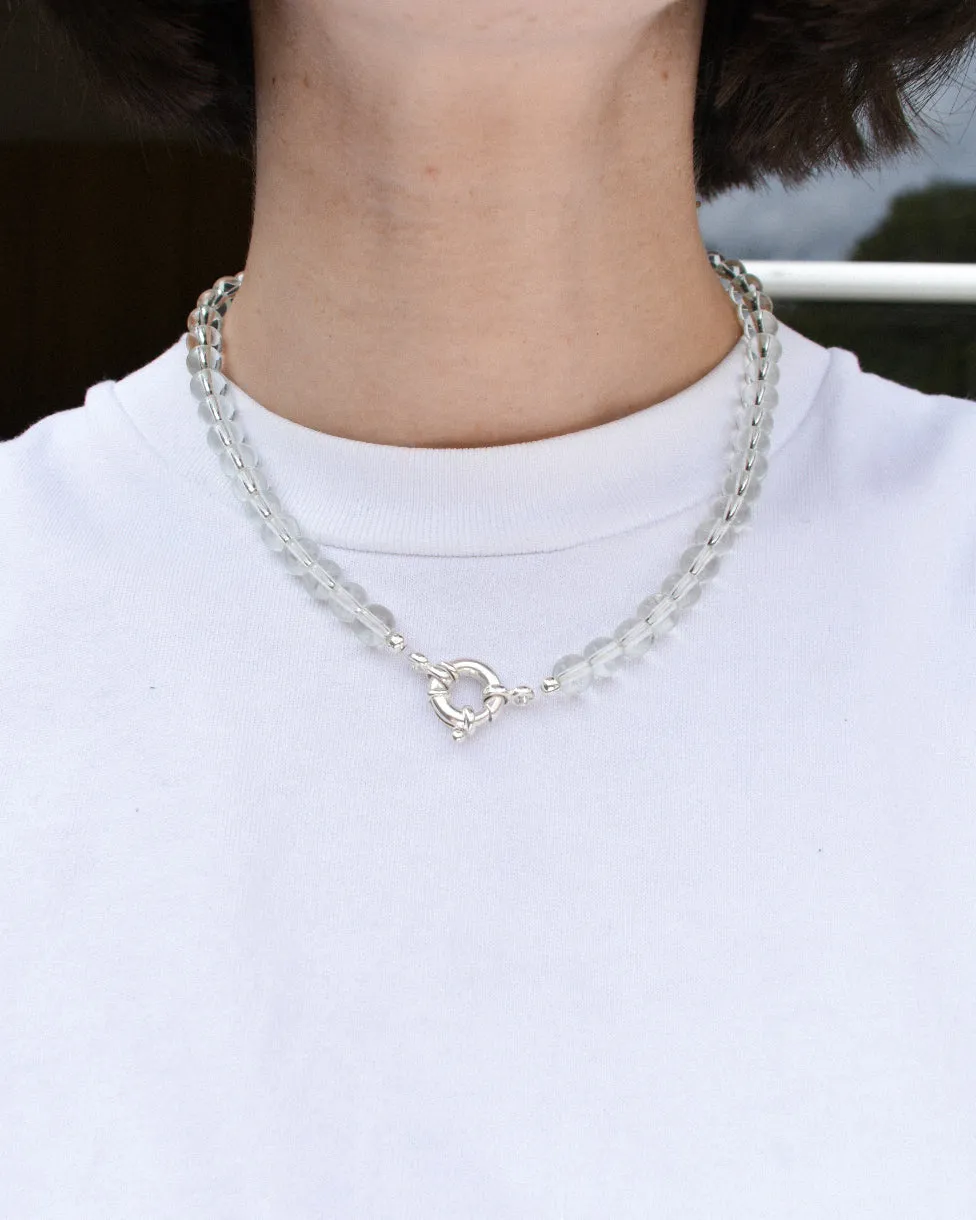 Beaded Necklace - Clear Glass Stacker