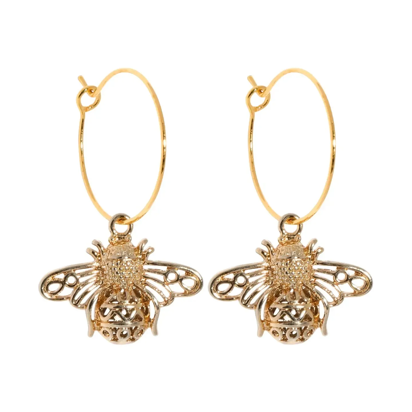 Bee Charm Hoop Earrings
