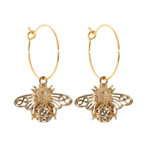 Bee Charm Hoop Earrings