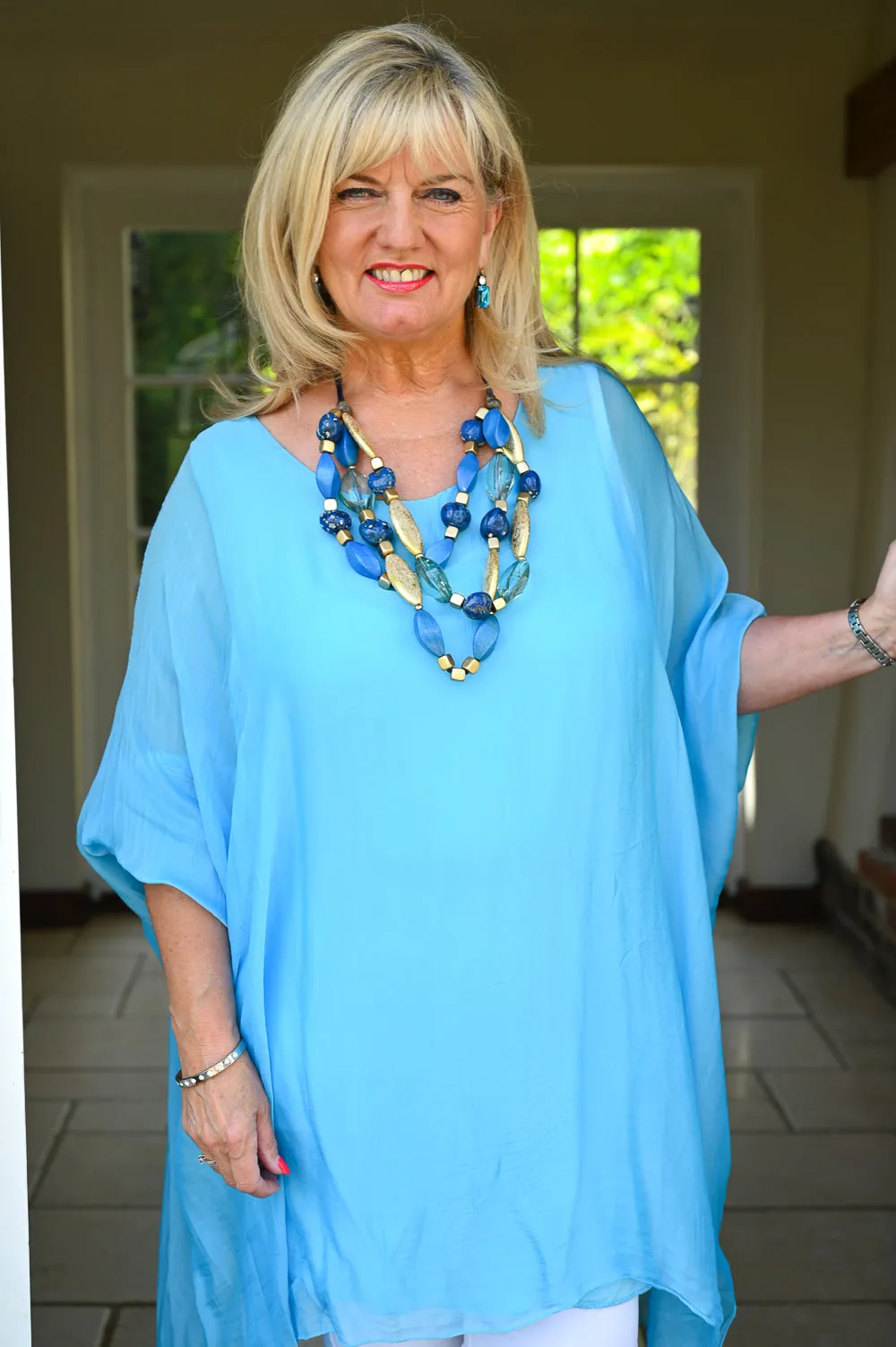 Bella Silk Blouse | Aqua