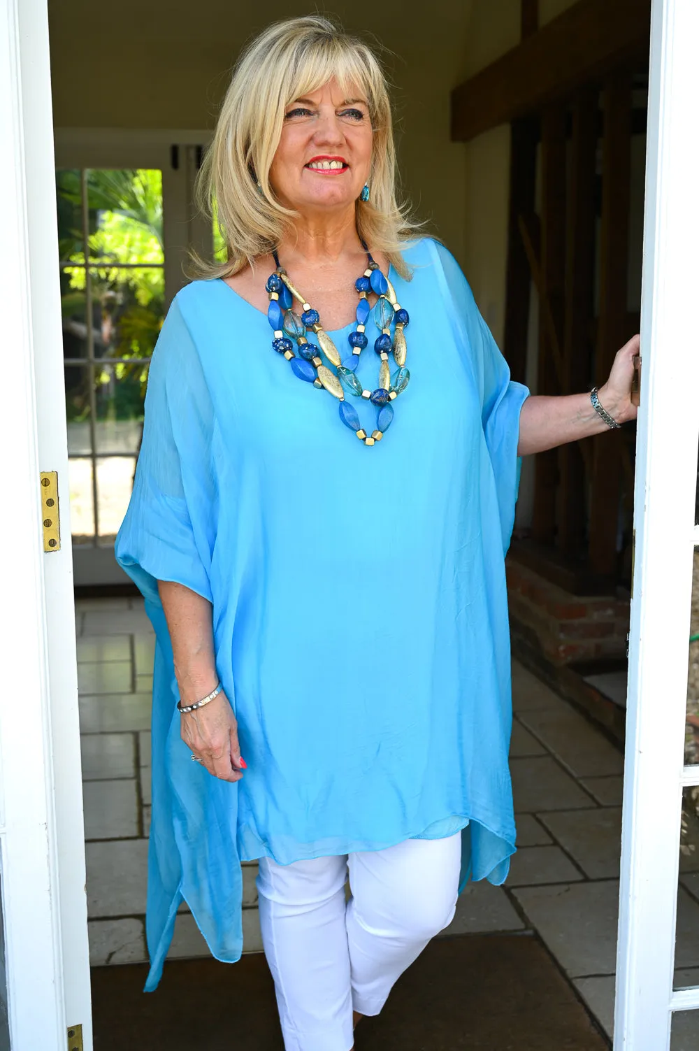 Bella Silk Blouse | Aqua