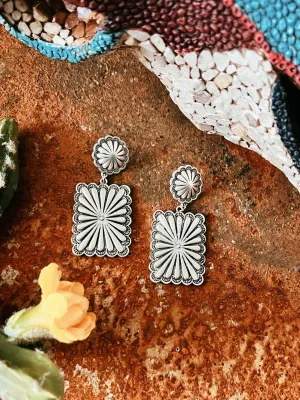 Big Western Style Post Concho Earrings