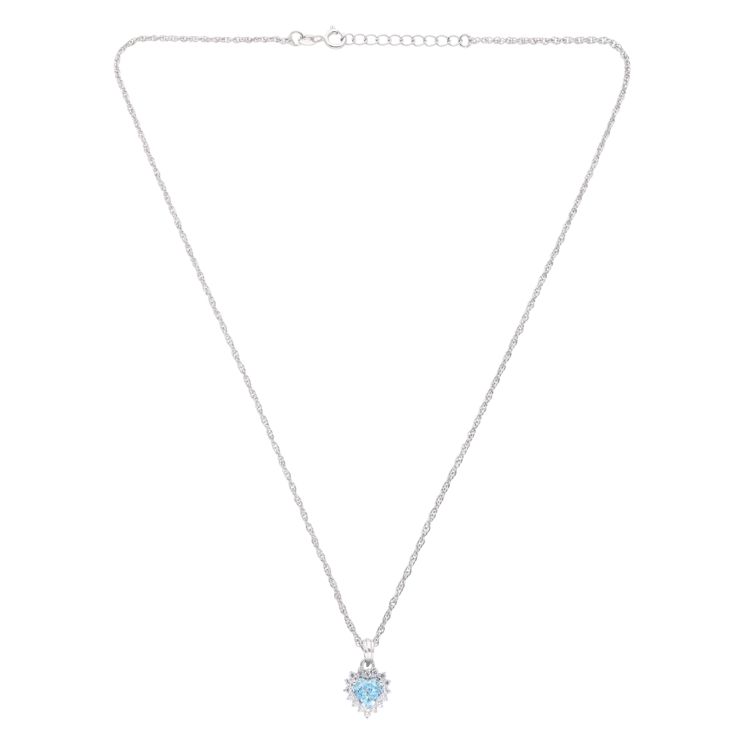 Blue Heart Halo Pendant – A Timeless Statement | SKU : 0003594575, 0021456657