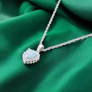 Blue Heart Halo Pendant – A Timeless Statement | SKU : 0003594575, 0021456657