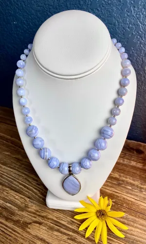 Blue Lace Agate Statement Necklace
