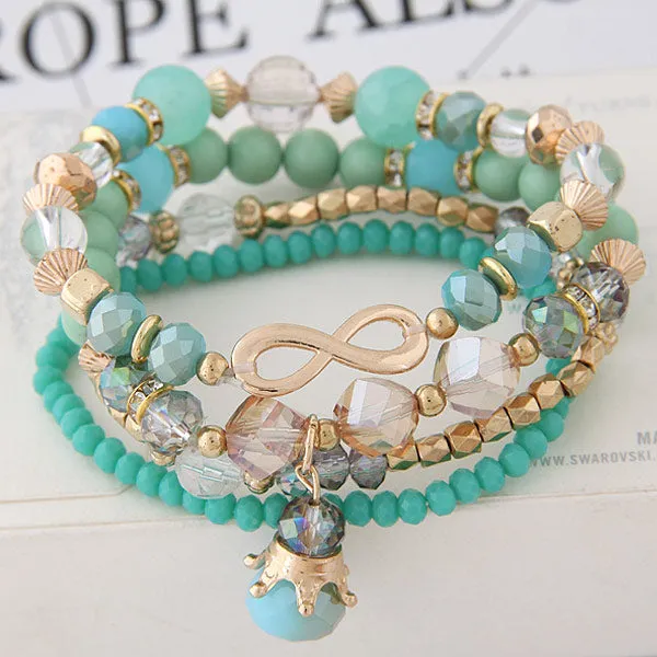 Bohemian Multilayer Crystal Beads Bracelets with Crown Charm