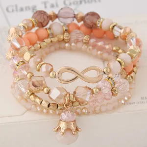 Bohemian Multilayer Crystal Beads Bracelets with Crown Charm