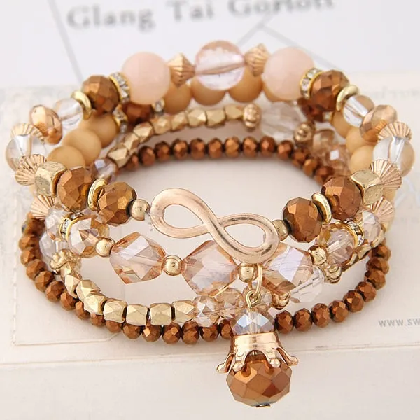 Bohemian Multilayer Crystal Beads Bracelets with Crown Charm