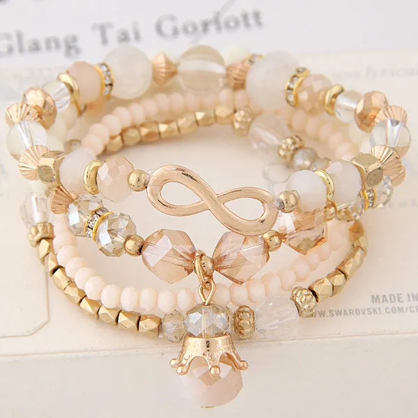Bohemian Multilayer Crystal Beads Bracelets with Crown Charm