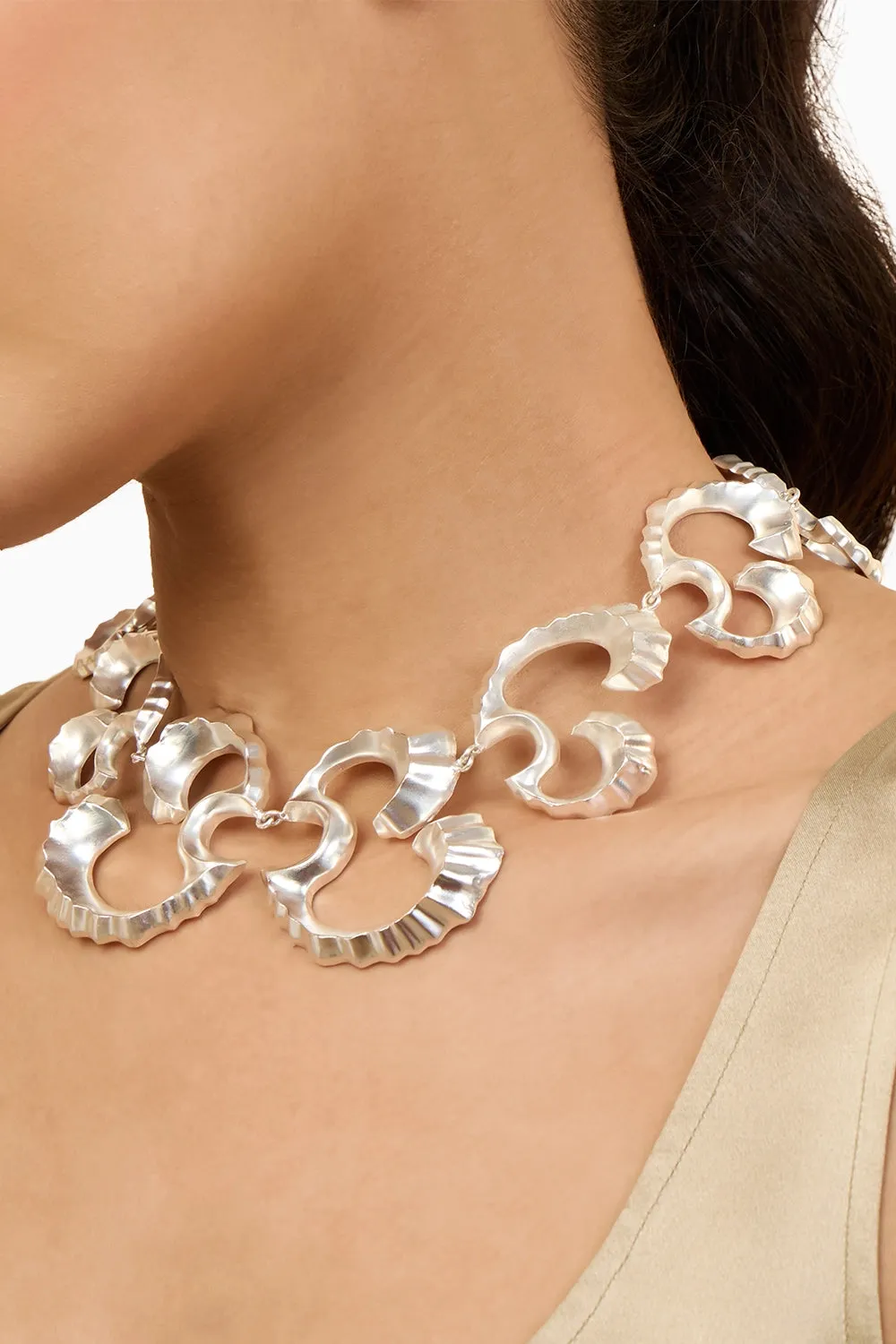 Bold Coral Silver Statement Choker