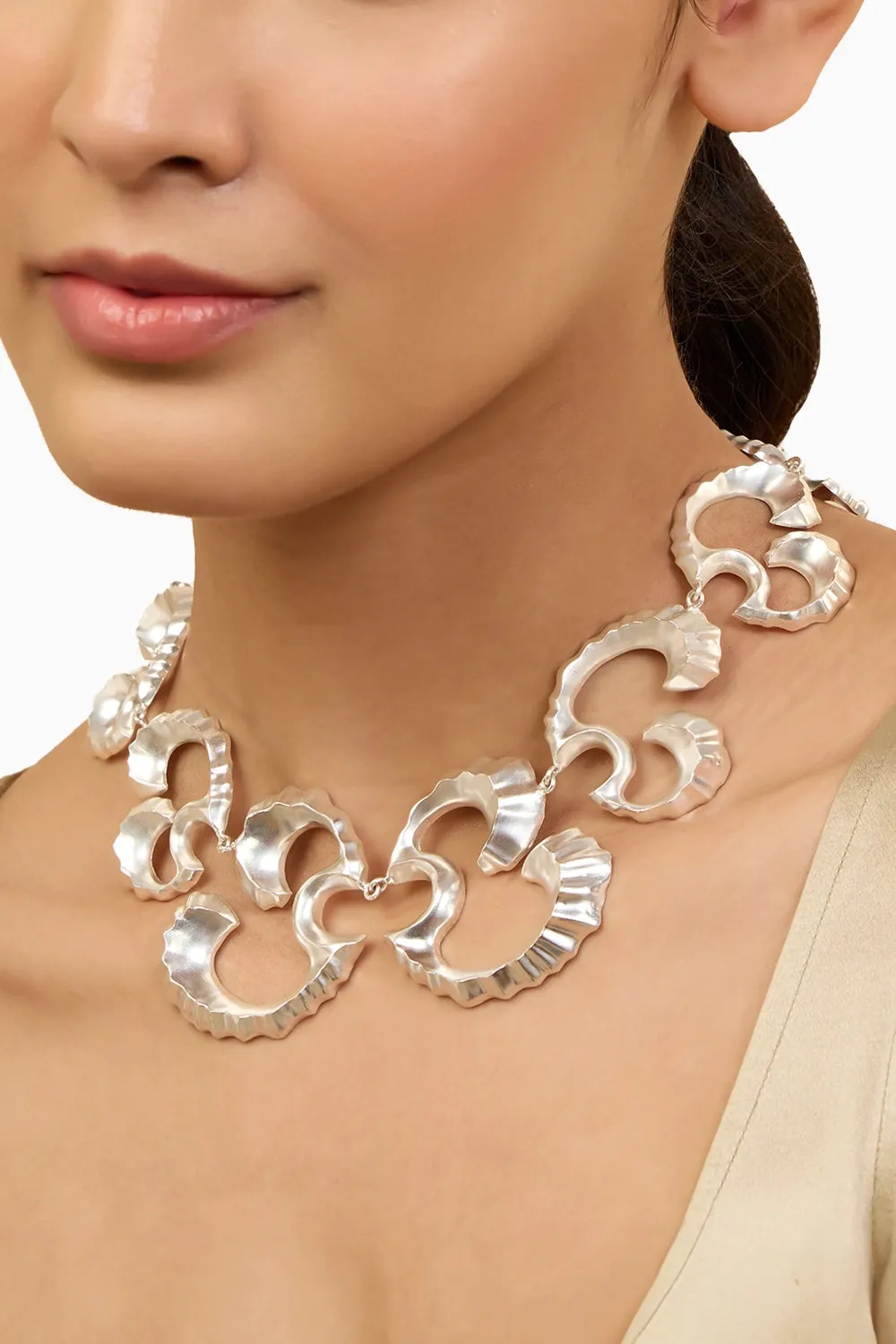 Bold Coral Silver Statement Choker