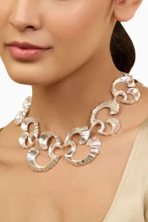 Bold Coral Silver Statement Choker