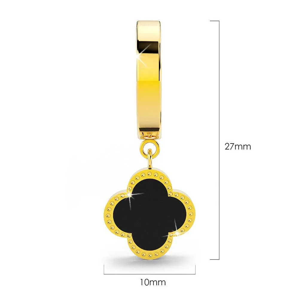 Boxed 2 Pairs of Luxurious Earrings Set in Black Onyx with Gold Layered