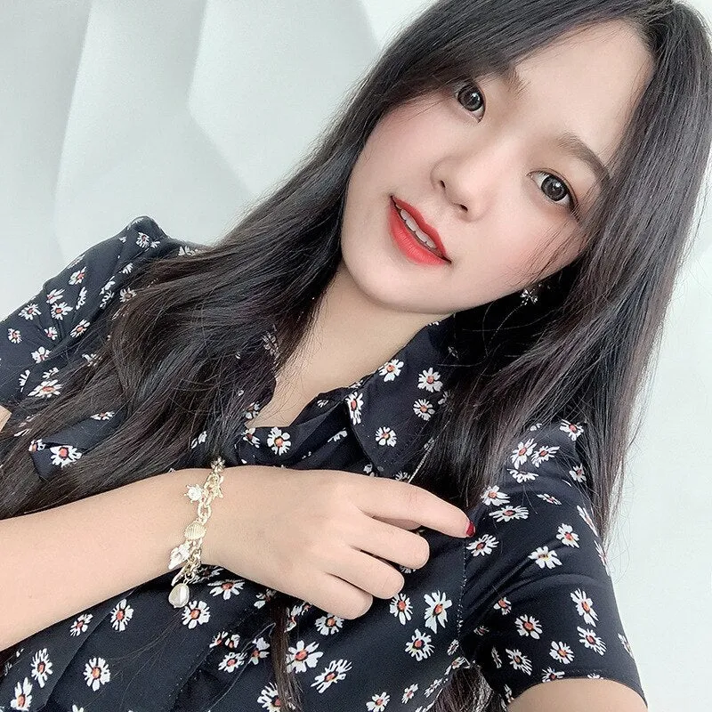 Bracelet for Women Fashion Shell Pearl Pendant Bracelet Light Luxury Double Crystal Bracelet Jewelry Accessories Wholesale