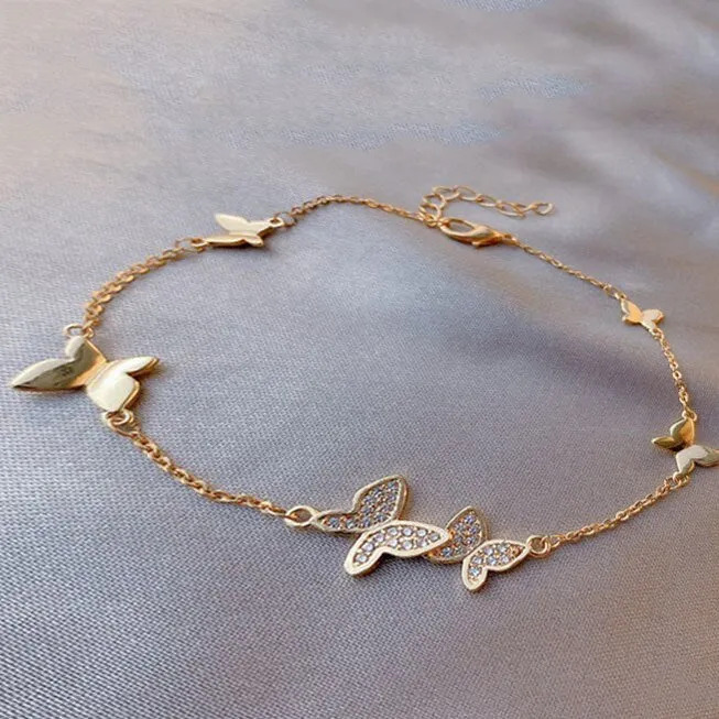 Bracelet for Women Light Luxury Fashion Crystal Butterfly Bracelet Sweet Girl Student Style Jewelry Accessories