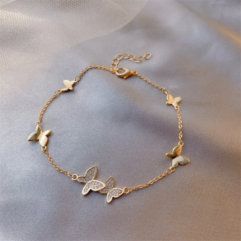 Bracelet for Women Light Luxury Fashion Crystal Butterfly Bracelet Sweet Girl Student Style Jewelry Accessories